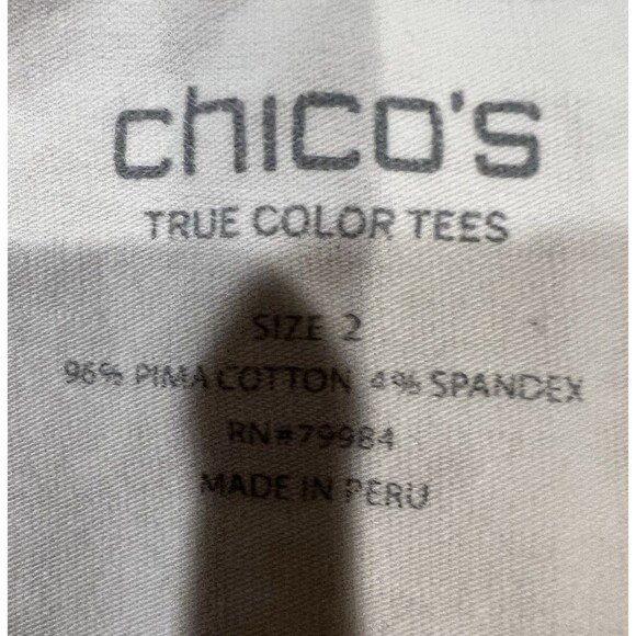 Chicos True Color Tees Woman’s Cream Short Sleeve Round Neck T Shirt 2/L/12 - Picture 4 of 6